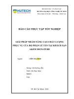 Luận văn đề tài giải pháp nhằm nâng cao chất lượng phục vụ của bộ phận lễ tân tại khách sạn AEM signature 