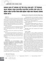 Đánh giá kỹ năng xử trí của cán bộ y tế trong quá trình vận chuyển chuyển tuyến cấp cứu từ bệnh viện tuyến tỉnh đến Bệnh viện Nhi Trung ương năm 2013