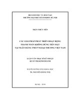 Các giải pháp phát triển hoạt động thanh toán không dùng tiền mặt tại ngân hàng TMCP ngoại thương việt nam