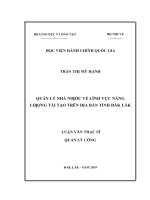 Quản lý nhà nước về lĩnh vực năng lượng tái tạo trên địa bàn tỉnh đắk lắk 