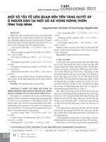 Một số yếu tố liên quan đến tiền tăng huyết áp ở người dân tại một số xã vùng nông thôn tỉnh Thái Bình