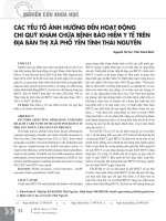 Các yếu tố ảnh hưởng đến hoạt động chi quỹ khám chữa bệnh bảo hiểm y tế trên địa bàn thị xã Phổ Yên tỉnh Thái Nguyên