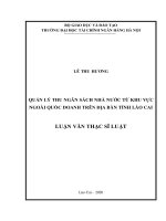 Luận văn thạc sĩ quản lý thu ngân sách nhà nước từ khu vực ngoài quốc doanh trên địa bàn tỉnh lào cai