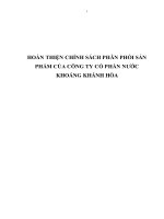 Luận văn đề tài hoàn thiện chính sách phân phối sản phẩm của công ty cổ phần nước khoáng khánh hòa 