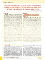 Nghiên cứu kiến thức, thái độ và thực hành về một số biện pháp tránh thai của sinh viên trường Cao đẳng Y tế Hà Nội, năm 2013