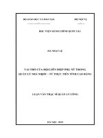 Vai trò của hội liên hiệp phụ nữ trong quản lý nhà nước   từ thực tiễn tỉnh cao bằng 