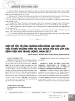 Một số yếu tố ảnh hưởng đến động lực nơi làm việc ở điều dưỡng viên tại các khoa Hồi sức cấp cứu Bệnh viện Nhi Trung ương, năm 2017