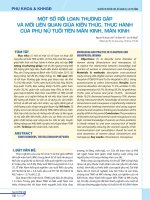 Một số rối loạn thường gặp và mối liên quan giữa kiến thức, thực hành của phụ nữ tuổi tiền mãn kinh, mãn kinh