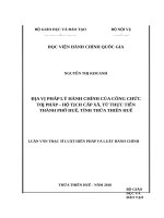 ĐỊA vị PHÁP lý HÀNH CHÍNH của CÔNG CHỨC tư PHÁP hộ TỊCH cấp xã, từ THỰC TIỄN THÀNH PHỐ HUẾ, TỈNH THỪA THIÊN HUẾ 