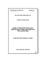 QUẢN lý NHÀ nước về DU LỊCH TRÊN địa bàn THÀNH PHỐ ĐỒNG hới, TỈNH QUẢNG BÌNH 
