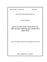 QUẢN lý NHÀ nước về DI TÍCH vật THỂ CHAMPA TRÊN địa bàn TỈNH THỪA THIÊN HUẾ 