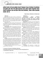 Kiến thức về các biện pháp tránh thai thông thường và một số yếu tố liên quan của học sinh trung học phổ thông tại huyện Tân Phú Đông, tỉnh Tiền Giang năm 2018
