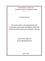 Xây dựng chiến lược kinh doanh cho ngân hàng TMCP việt nam thịnh vượng chi nhánh hà tĩnh (VPbank hà tĩnh) đến năm 2022