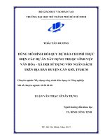 dùng mô hình hồi quy dự báo chi phí thực hiện các dự án xây dựng thuộc lĩnh vực văn hóa   xã hội sử dụng vốn ngân sách trên địa bàn huyện cần giờ, tp hcm 