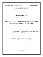 Tóm tắt luận án Tiến sĩ Luật học: Pháp luật về các biện pháp xử lý hành chính đối với người chưa thành niên