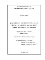 Quản lý hoạt động thanh tra nội bộ trong các trường đại học trực thuộc bộ giáo dục và đào tạo 