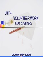 Bài giảng Tiếng Anh 11 - Unit 4: Volunteer work (Writing)
