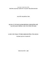 Quản lý sử dụng kinh phí bảo trì đường bộ tại sở giao thông vận tải tỉnh yên bái 