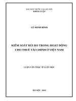 Kiểm soát rủi ro trong hoạt động cho thuê tài chính ở việt nam 