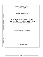 Bảo hộ quyền sở hữu công nghiệp đối với nhãn hiệu theo luật sở hữu trí tuệ 2005 