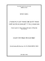 Áp dụng pháp luật trong giải quyết tranh chấp quyền sử dụng đất tại tòa án nhân dân  