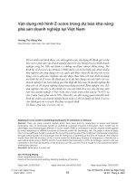 Vận dụng mô hình Z-score trong dự báo khả năng phá sản doanh nghiệp tại Việt Nam