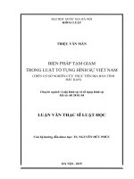 Biện pháp tạm giam trong luật tố tụng hình sự việt nam (trên cơ sở nghiên cứu thực tiễn địa bàn tỉnh bắc kạn) 