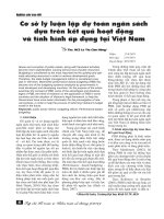 Cơ sở lý luận lập dự toán ngân sách dựa trên kết quả hoạt động và tình hình áp dụng tại Việt Nam