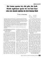 Kế toán quản trị chi phí du lịch kinh nghiệm quốc tế và bài học cho các doanh nghiệp du lịch tại Quảng Ninh