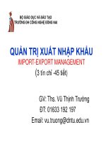 Bài giảng Quản trị xuất nhập khẩu: Giới thiệu môn học - Ths. Vũ Thịnh Trường