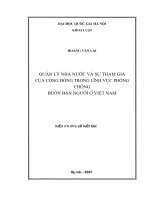 Quản lý nhà nước và sự tham gia của cộng đồng trong lĩnh vực phòng chống buôn bán người ở việt nam  