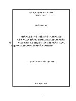 Pháp luật về niêm yết cổ phiếu của ngân hàng thương mại cổ phần ở việt nam và thực tiễn tại ngân hàng thương mại cổ phần quân đội (MB) 