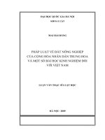 Pháp luật về đất nông nghiệp của cộng hòa nhân dân trung hoa và một số bài học kinh nghiệm đối với việt nam 