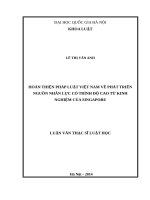 Hoàn thiện pháp luật việt nam về phát triển nguồn nhân lực có trình độ cao từ kinh nghiệm của singapore luận văn ths  luật 601 38 01 07 