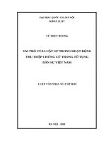Vai trò của luật sư trong hoạt động thu thập chứng cứ trong tố tụng dân sự việt nam 