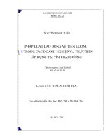 Pháp luật lao động về tiền lương trong các doanh nghiệp và thực tiễn áp dụng tại tỉnh hải dương  