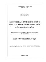 Xử lý vi phạm hành chính trong lĩnh vực hải quan   qua thực tiễn thành phố hải phòng  