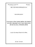 Ứng dụng công nghệ thông tin trong tổ chức hội họp tại UBND huyện đà bắc tỉnh hòa bình 