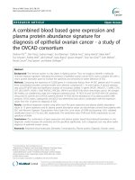 A combined blood based gene expression and plasma protein abundance signature for diagnosis of epithelial ovarian cancer - a study of the OVCAD consortium