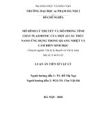Mô hình lý thuyết và mô phỏng tính chất plasmonic của một số cấu trúc nano ứng dụng trong quang nhiệt và cảm biến sinh học 