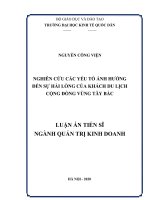 Nghiên cứu các yếu tố ảnh hưởng đến sự hài lòng của khách du lịch cộng đồng vùng tây bắc 