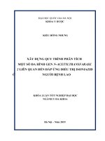 Xây dựng quy trình phân tích một số đa hình gen  n  acetyltransfarase 2 liên quan đến đáp ứng điều trị isoniazid ở người bệnh lao 