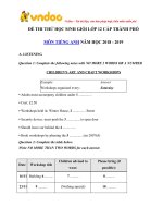 Đề thi thử học sinh giỏi cấp thành phố môn Tiếng Anh lớp 12 năm học 2018-2019