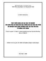 Phát triển năng lực dạy học thí nghiệm cho sinh viên sư phạm hóa học thông qua dạy học học phần thí nghiệm thực hành phương pháp dạy học hóa học ở trường phổ thông tt 