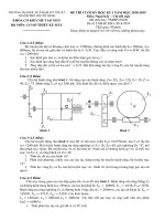 Đáp án đề thi học kỳ I năm học 2018-2019 môn Nguyên lý - Chi tiết máy - ĐH Sư phạm Kỹ thuật