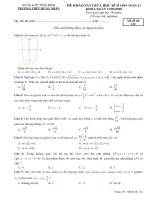Đề khảo sát giữa học kì 2 môn Toán lớp 12 năm học 2018-2019 – Trường THPT Hưng Nhân (Mã đề 132)