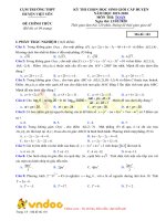 Đề thi chọn học sinh giỏi cấp huyện môn Toán lớp 12 năm học 2019-2020 – Cụm trường THPT huyện Việt Yên (Mã đề 101)