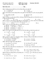 Tổng hợp Đề kiểm tra 15 phút môn Vật lý 12 (Cơ bản) năm học 2010-2011