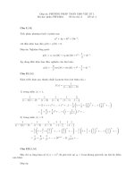 Đáp án đề thi học kỳ I năm học 2018-2019 môn Phương pháp toán cho Vật lý 1 (Đề số 1) - ĐH Khoa học Tự nhiên