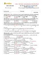 Đề thi giữa học kì 2 môn Tiếng Anh lớp 12 năm học 2018-2019 – Trường THPT Minh Phú (Mã đề 168)